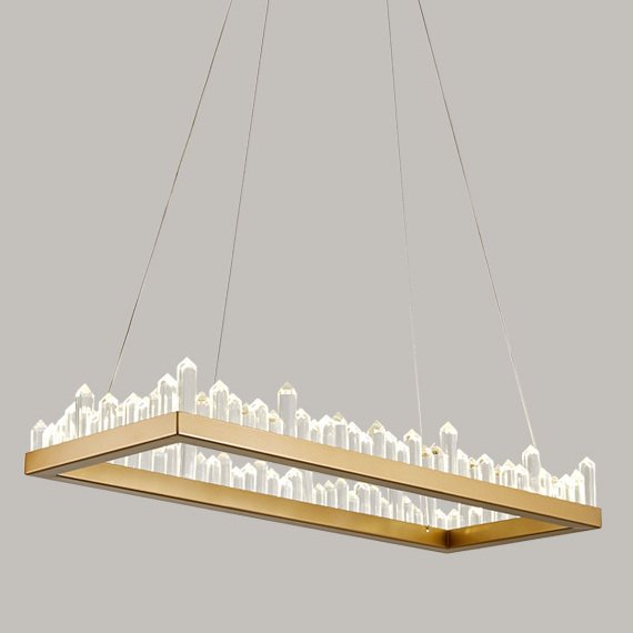 Люстра Crystal Rock Rectangle Chandelier Латунь Прозрачное Стекло Люстра Crystal Rock Rectangle Chandelier Латунь Прозрачное Стекло в Липецке | Loft Concept