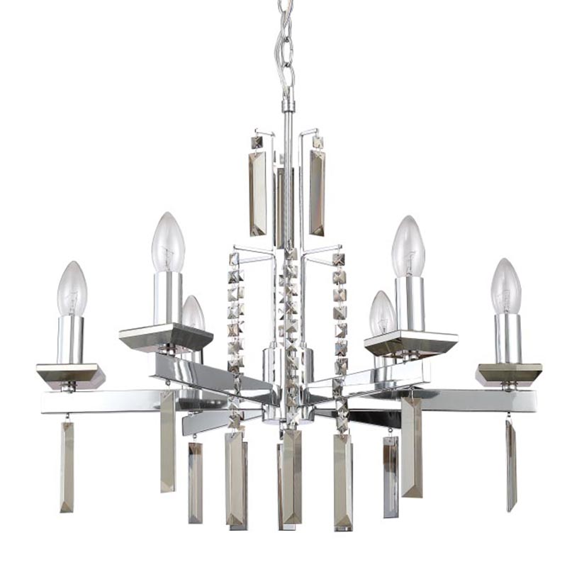 Люстра Vivien Crystal Chrome Chandelier 6 Хром Серый Люстра Vivien Crystal Chrome Chandelier 6 Хром Серый в Липецке | Loft Concept