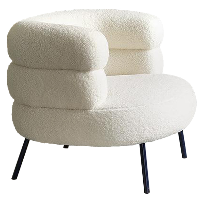Кресло Boyle White Boucle Armchair Белый Черный Кресло Boyle White Boucle Armchair Белый Черный в Липецке | Loft Concept
