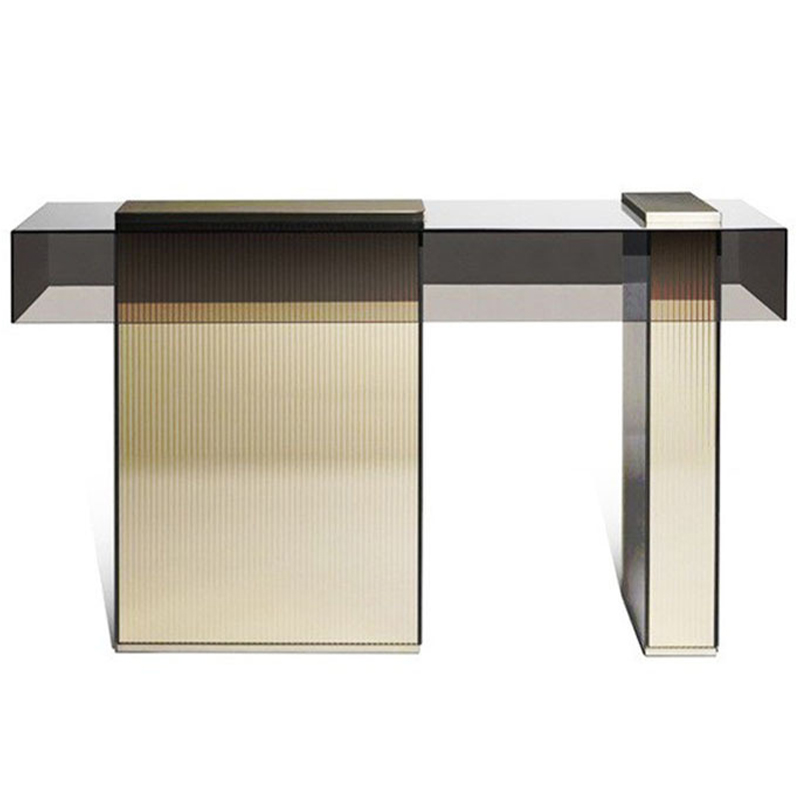 Консоль MARTY Console Стекло Смок Золотой Консоль MARTY Console Стекло Смок Золотой в Липецке | Loft Concept