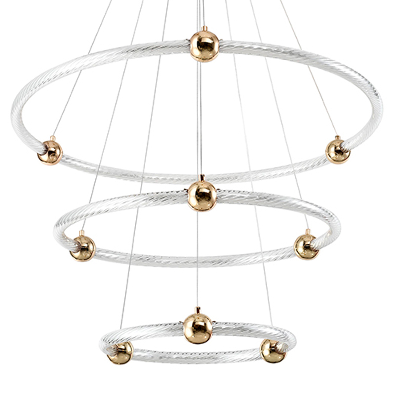 Люстра подвесная светодиодная c плафонами в виде колец Lighting Rings Gold Золотой Белый Люстра подвесная светодиодная c плафонами в виде колец Lighting Rings Gold Золотой Белый в Липецке | Loft Concept