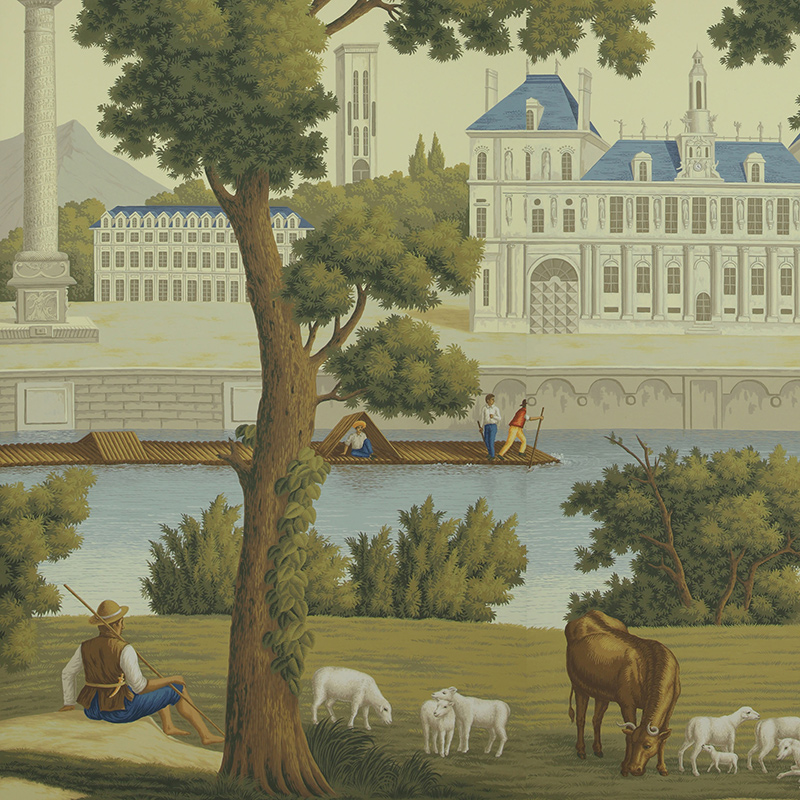 Обои ручная роспись Monuments of Paris Roberts on Sepia scenic paper  в Липецке | Loft Concept 