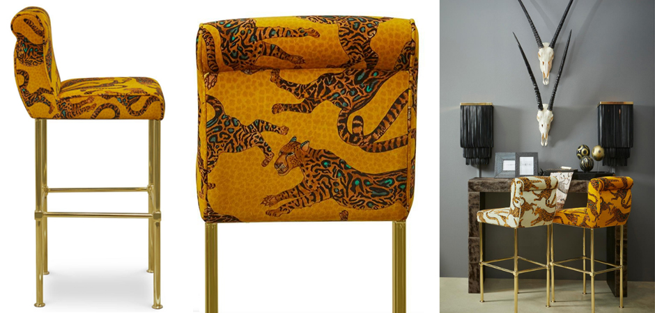Барный Стул Сафари с орнаментом Kings Gold Bar Stool Оранжевый Барный Стул Сафари с орнаментом Kings Gold Bar Stool Оранжевый - Loft-Concept в Липецке