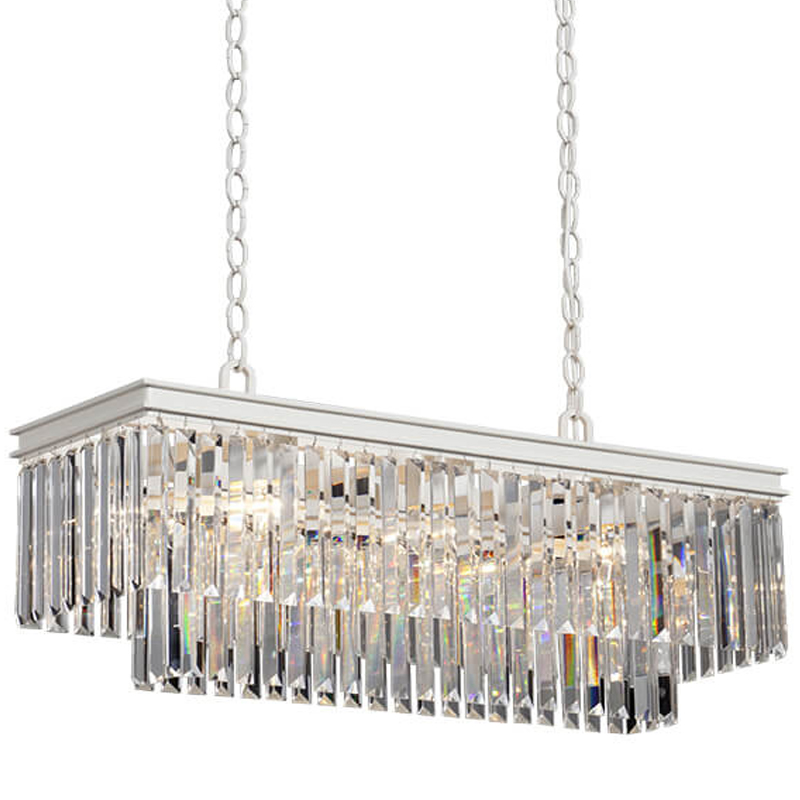 Люстра RH 1920s Odeon Clear Glass Rectangular Chandelier White iron Длина 80 Белый Прозрачное Стекло Люстра RH 1920s Odeon Clear Glass Rectangular Chandelier White iron Длина 80 Белый Прозрачное Стекло в Липецке | Loft Concept