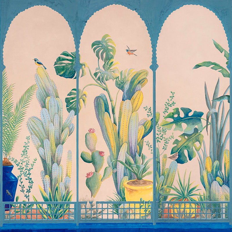 Обои ручная роспись Jardin Marrakech Majorelle on painted Xuan paper Обои ручная роспись Jardin Marrakech Majorelle on painted Xuan paper в Липецке | Loft Concept