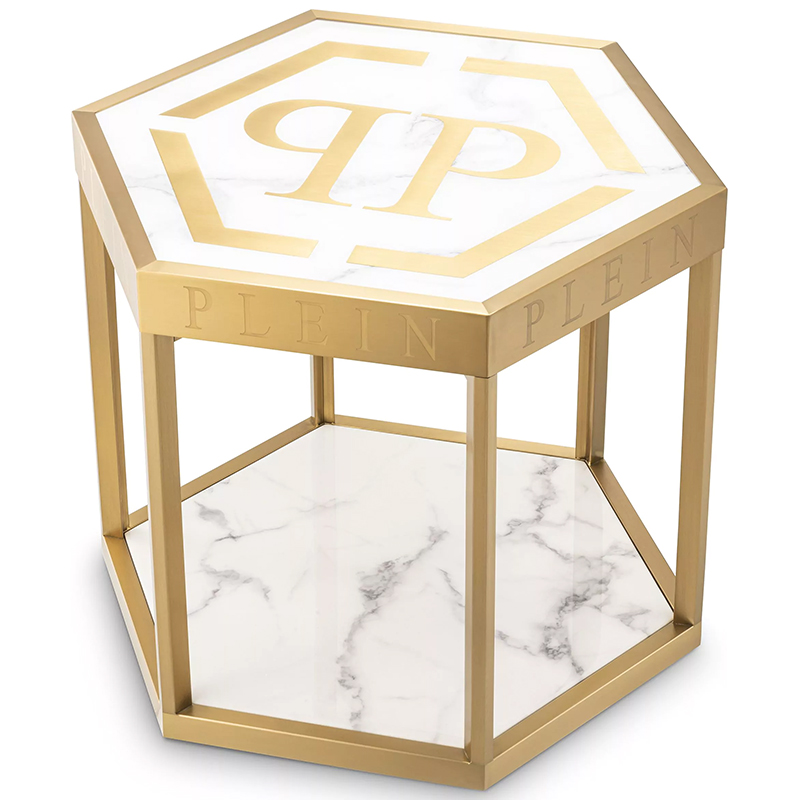 Приставной стол Philipp Plein Side Table Billionaire Золотой Белый Мрамор Bianco Приставной стол Philipp Plein Side Table Billionaire Золотой Белый Мрамор Bianco в Липецке | Loft Concept
