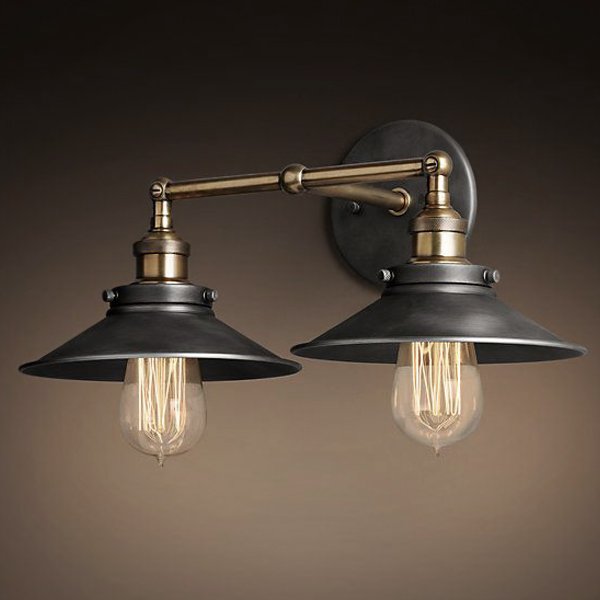 Бра Loft Cone 20th c.Factory filament Pendant Double Бронза Черный Бра Loft Cone 20th c.Factory filament Pendant Double Бронза Черный в Липецке | Loft Concept