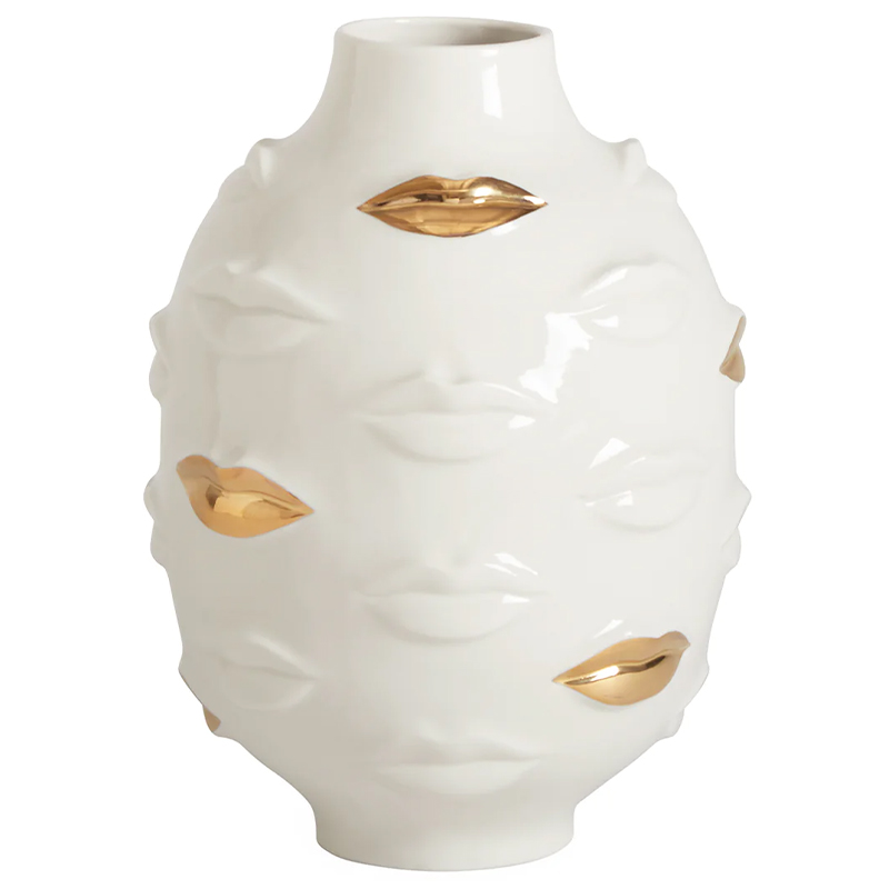 Ваза Jonathan Adler Gilded Gala Round Vase Глянцевое золото Белый Ваза Jonathan Adler Gilded Gala Round Vase Глянцевое золото Белый в Липецке | Loft Concept