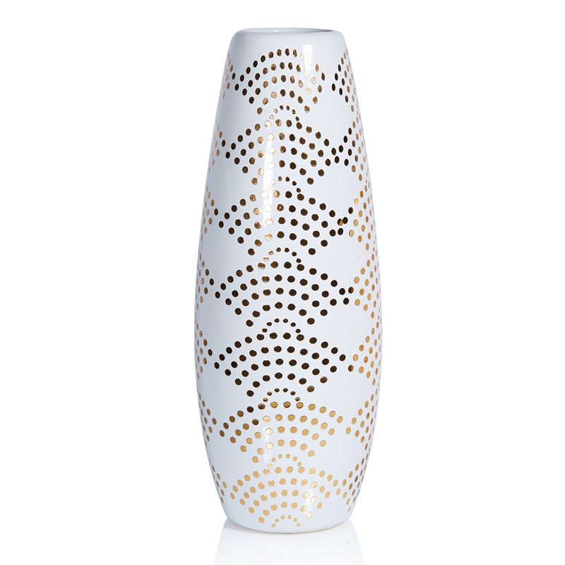 Ваза Amory Vase gold dots Золотой Белый Ваза Amory Vase gold dots Золотой Белый в Липецке | Loft Concept