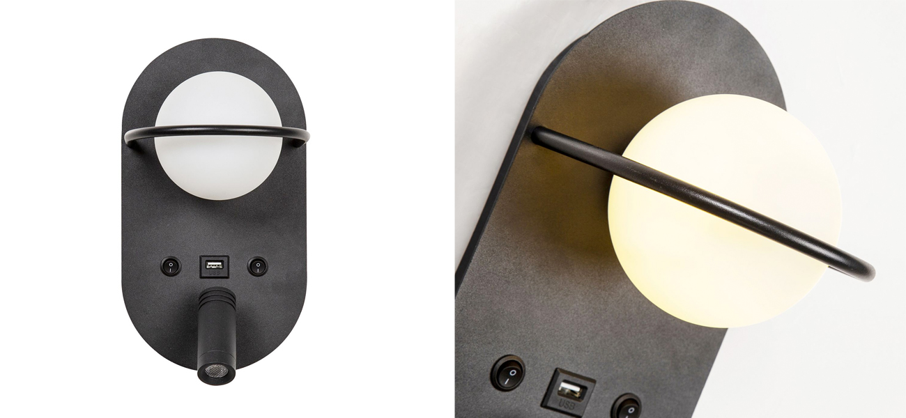 Бра Поворотный спот Pots light Черный Овал - фото