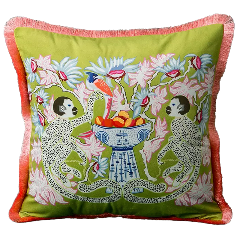 Декоративная подушка Two Monkeys Green Cushion Мульти Салатовый Декоративная подушка Two Monkeys Green Cushion Мульти Салатовый в Липецке | Loft Concept
