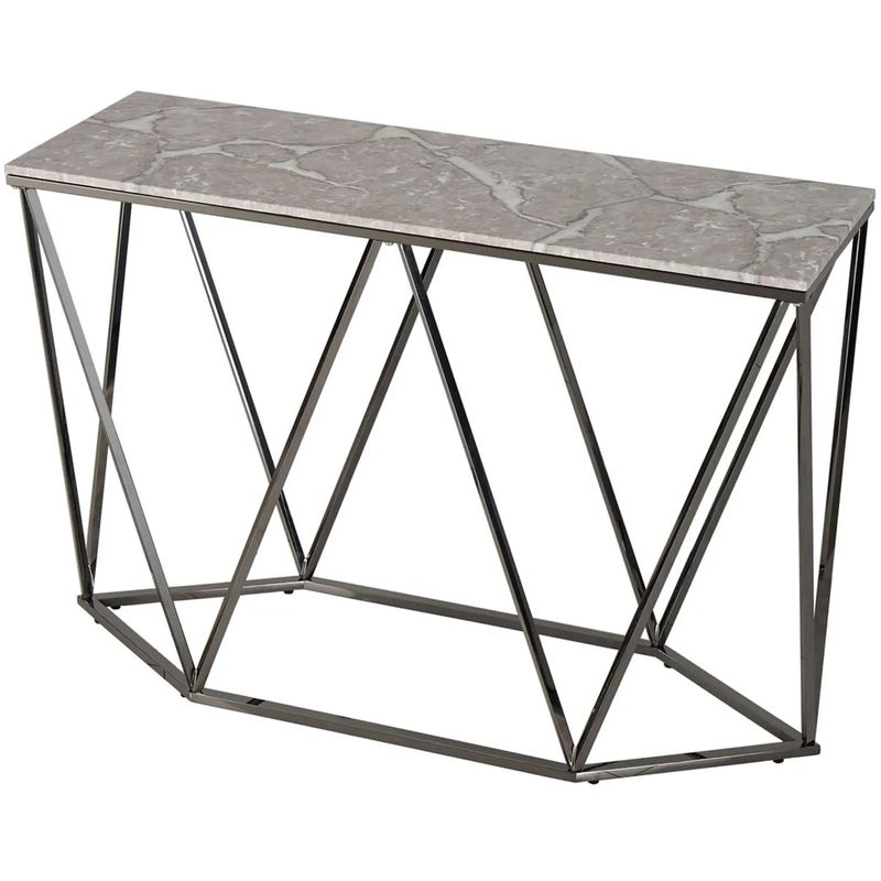 Консоль Kovaldzhi Collection Frame Geometry Dark Chrome Бежево-серый Белый Мрамор Bianco Темный хром в Липецке | Loft Concept 