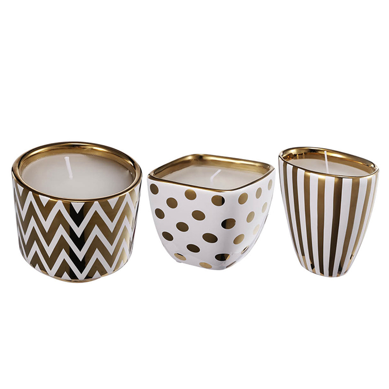 Набор из 3-х подсвечников Gold & White Ornament Белый Золотой Набор из 3-х подсвечников Gold & White Ornament Белый Золотой в Липецке | Loft Concept