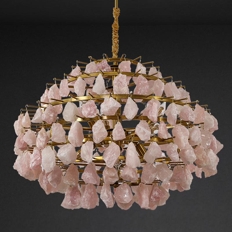 Hardis Pink stone Chandelier 65 Латунь Дымчатая Роза Hardis Pink stone Chandelier 65 Латунь Дымчатая Роза в Липецке | Loft Concept