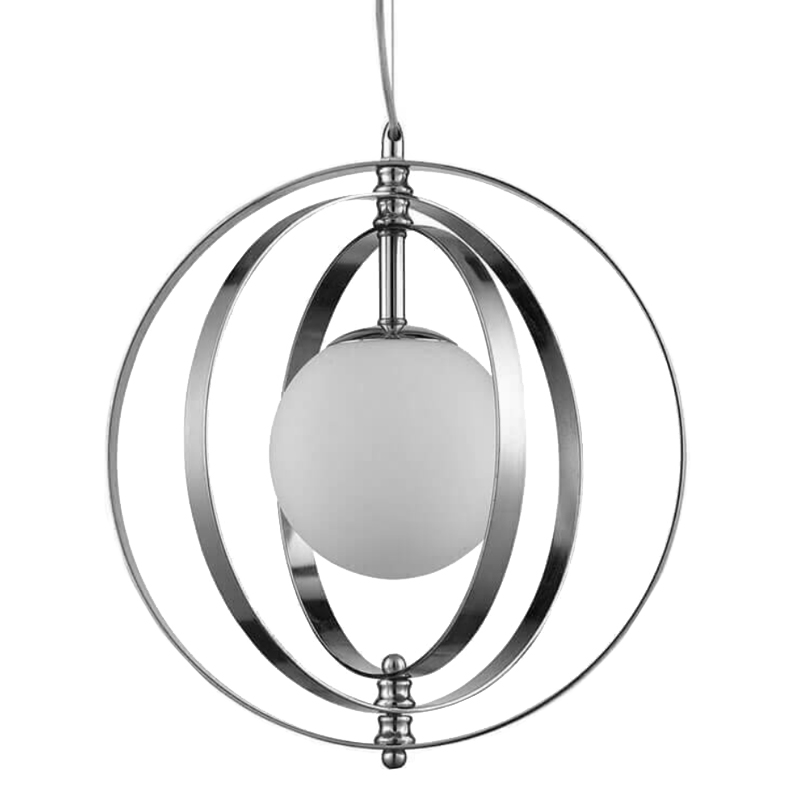 Светильник Satellite Three Rings Chrome Белое матовое стекло Хром Светильник Satellite Three Rings Chrome Белое матовое стекло Хром в Липецке | Loft Concept