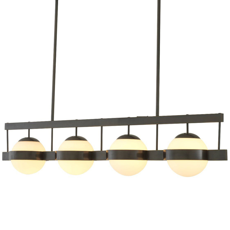 Люстра Eichholtz Chandelier Biba Bronze Темная бронза Белое матовое стекло Люстра Eichholtz Chandelier Biba Bronze Темная бронза Белое матовое стекло в Липецке | Loft Concept