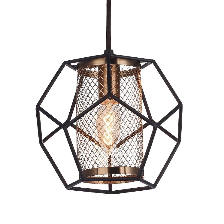 Подвесной светильник Octagrid Pendant Золотой Черный Подвесной светильник Octagrid Pendant Золотой Черный в Липецке | Loft Concept