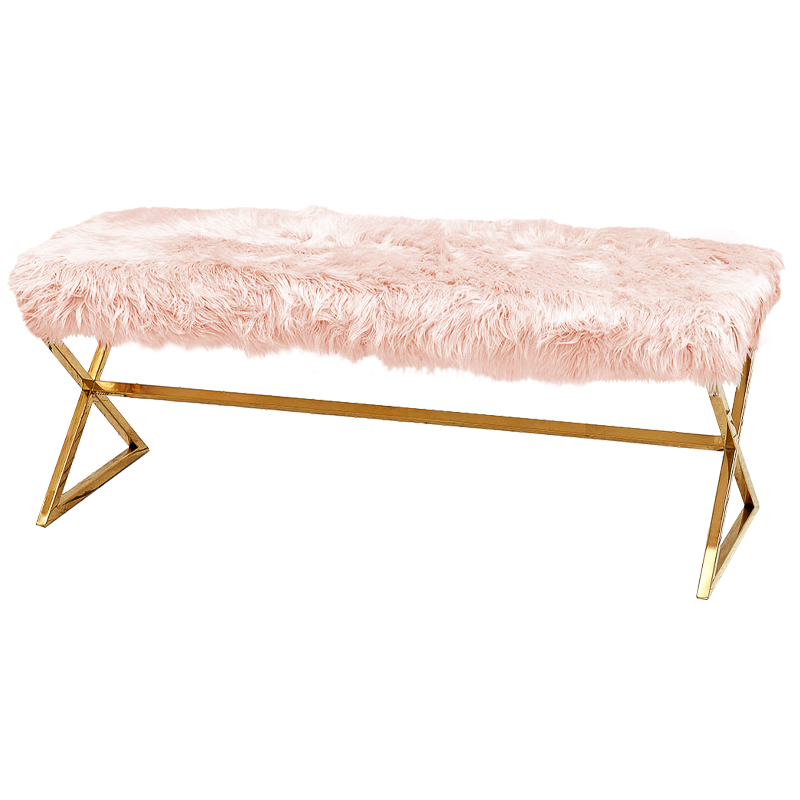 Банкетка из искусственного меха Phyllis Banquet Pink Gold Розовый Золотой Банкетка из искусственного меха Phyllis Banquet Pink Gold Розовый Золотой в Липецке | Loft Concept