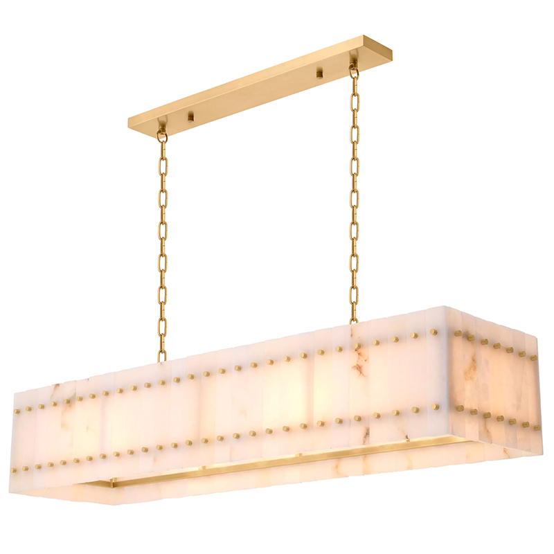Люстра Eichholtz Chandelier Ruby Rectangular Alabaster Латунь Бежевый Белый Мрамор Bianco Люстра Eichholtz Chandelier Ruby Rectangular Alabaster Латунь Бежевый Белый Мрамор Bianco в Липецке | Loft Concept