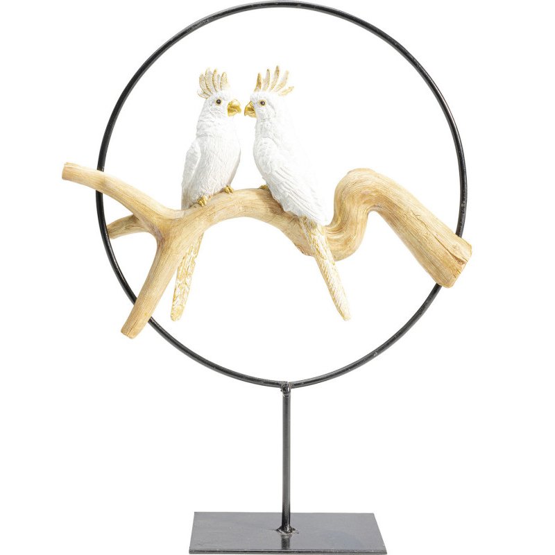 Статуэтка White Parrots in a ring Белый Древесина Черный Статуэтка White Parrots in a ring Белый Древесина Черный в Липецке | Loft Concept