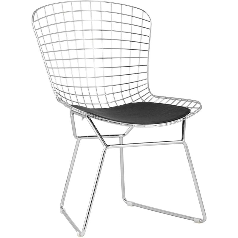 Стул Bertoia Chair Хромированный с Черной подушкой Хром Черный Стул Bertoia Chair Хромированный с Черной подушкой Хром Черный в Липецке | Loft Concept