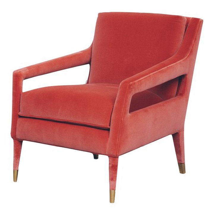 Кресло Open Arm Club Chair Красный Латунь Кресло Open Arm Club Chair Красный Латунь в Липецке | Loft Concept