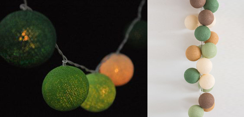 Гирлянда хлопковые фонарики Сotton Ball Forest Green - Loft-Concept в Липецке