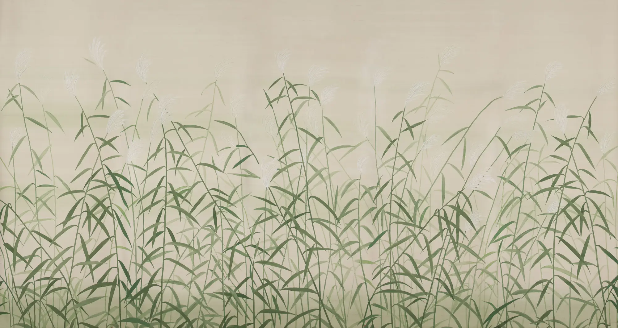 Обои ручная роспись Wild Grasses Special Colourway on Bleached Silver slub silk Обои ручная роспись Wild Grasses Special Colourway on Bleached Silver slub silk - постер Loft-Concept в Липецке