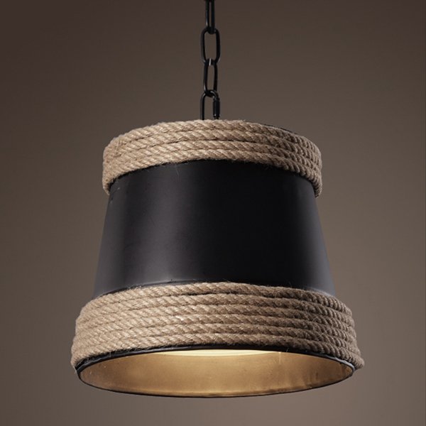 Подвесной светильник Black & Hemp Pendant Lamp Черный Подвесной светильник Black & Hemp Pendant Lamp Черный в Липецке | Loft Concept