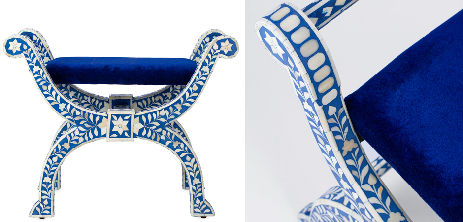 Табурет отделка кость голубой BONE INLAY Jenny Stool Табурет отделка кость голубой BONE INLAY Jenny Stool - Loft-Concept в Липецке