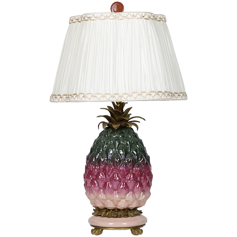 Настольная лампа с абажуром Pineapple Dark Green Purple Table Lamp Белый Бронза Зеленый Розовый Настольная лампа с абажуром Pineapple Dark Green Purple Table Lamp Белый Бронза Зеленый Розовый в Липецке | Loft Concept
