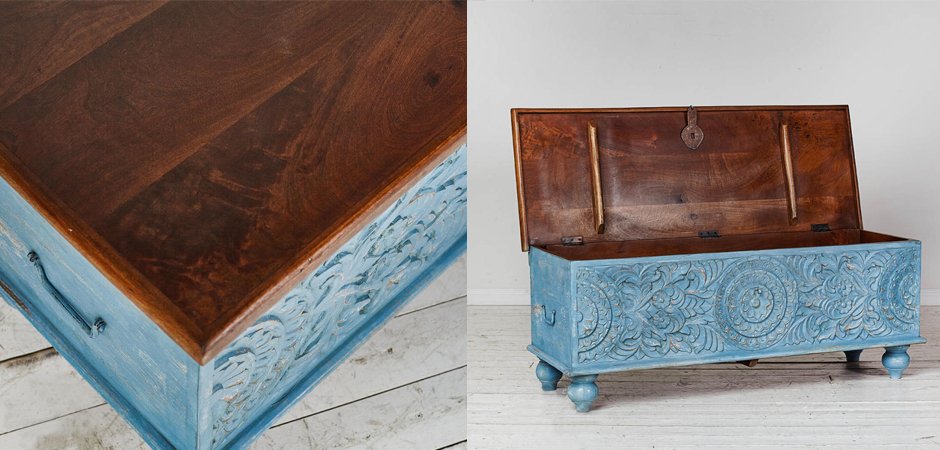 Сундук из массива манго большой Blue Mango Сундук из массива манго большой Blue Mango - Loft-Concept в Липецке