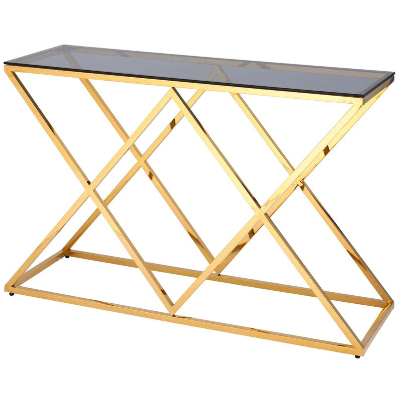 Консоль Geometry Rhombus Gold Золотой Стекло Смок Консоль Geometry Rhombus Gold Золотой Стекло Смок в Липецке | Loft Concept