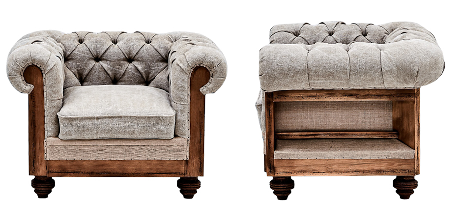 Кресло Deconstructed Chesterfield Armchair Gray Кресло Deconstructed Chesterfield Armchair Gray - Loft-Concept в Липецке