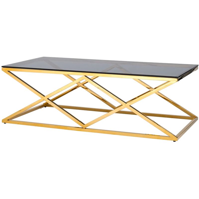 Столик кофейный Geometry Rhombus Gold Золотой Стекло Смок Столик кофейный Geometry Rhombus Gold Золотой Стекло Смок в Липецке | Loft Concept