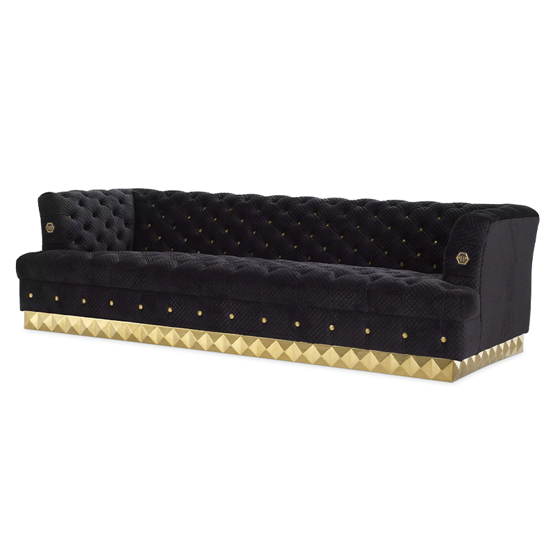 Диван Philipp Plein Sofa Rockstud S Чёрный Черный Золотой Диван Philipp Plein Sofa Rockstud S Чёрный Черный Золотой в Липецке | Loft Concept