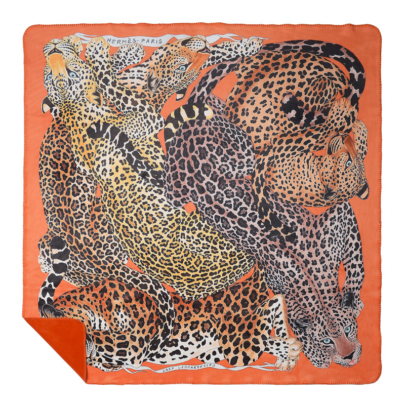 Плед Hermes Leopards Orange Оранжевый Коричневый Плед Hermes Leopards Orange Оранжевый Коричневый в Липецке | Loft Concept