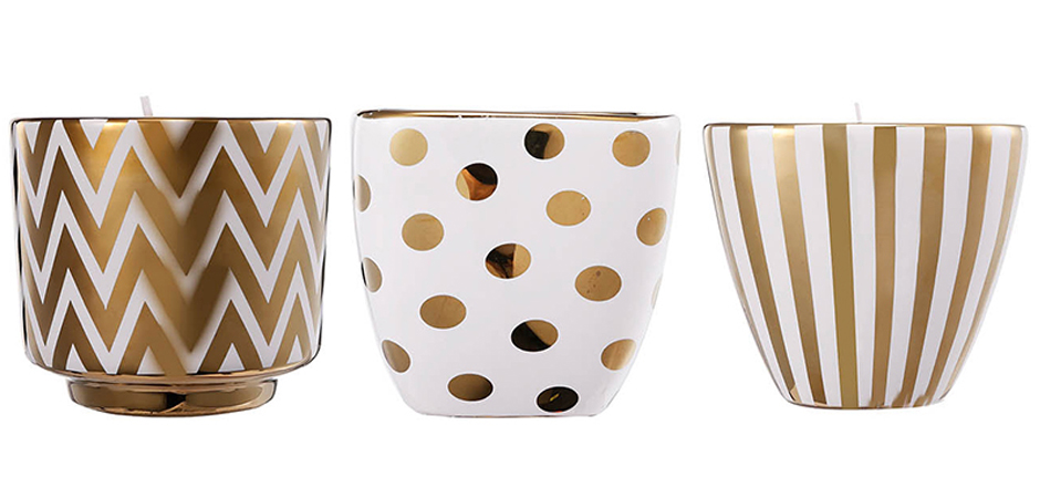 Набор из 3-х подсвечников Gold & White Ornament Набор из 3-х подсвечников Gold & White Ornament - Loft-Concept в Липецке