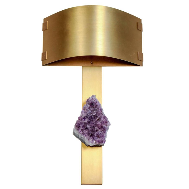 Бра Natural Amethyst and Curved Shades Wall Lamp Латунь Сиреневый Бра Natural Amethyst and Curved Shades Wall Lamp Латунь Сиреневый в Липецке | Loft Concept