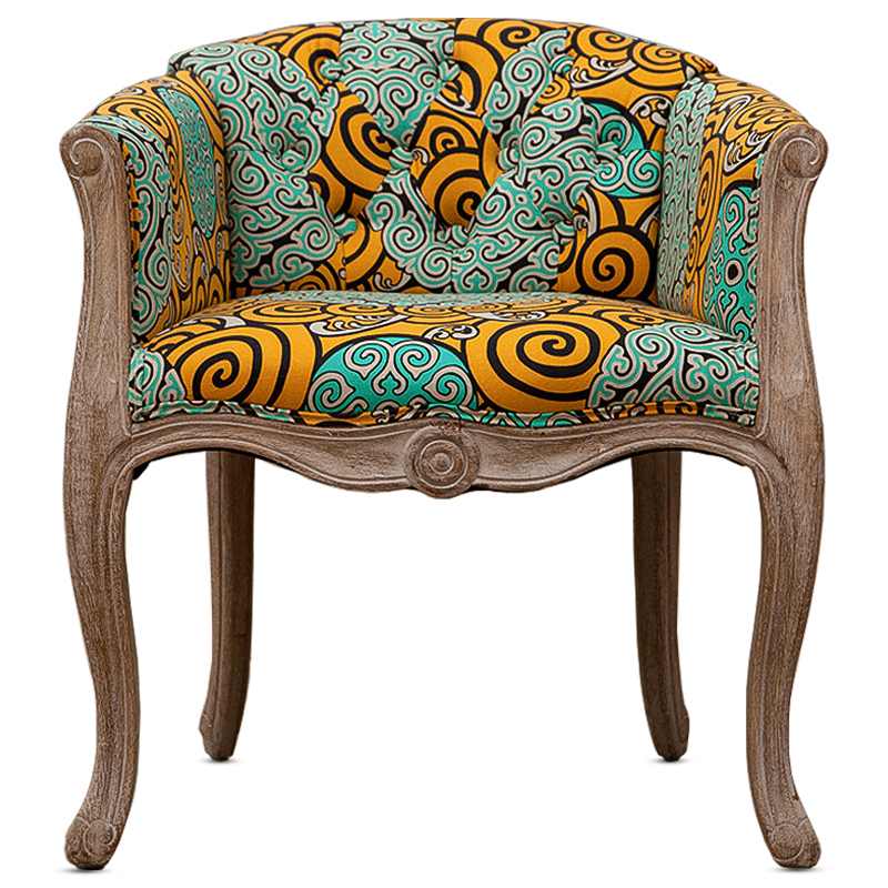 Кресло Yellow and Turquoise Ornament Chair Мульти Бежево-серый Кресло Yellow and Turquoise Ornament Chair Мульти Бежево-серый в Липецке | Loft Concept