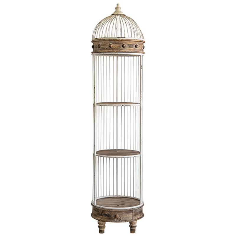 Стеллаж клетка Cage Rack White Provence Белый Коричневый Стеллаж клетка Cage Rack White Provence Белый Коричневый в Липецке | Loft Concept
