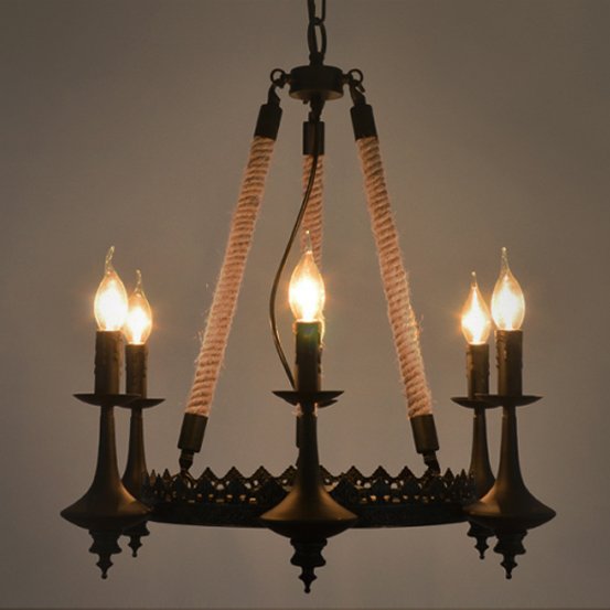 Люстра 6-Light Rustic Chandelier Черный Люстра 6-Light Rustic Chandelier Черный в Липецке | Loft Concept