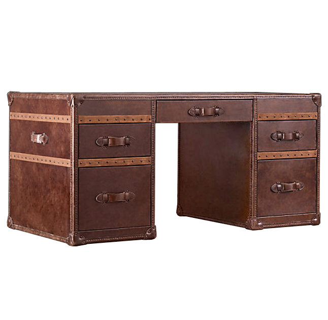 Рабочий Стол Натуральная Кожа RH Mayfair Steamer Trunk Коричневый винтаж Рабочий Стол Натуральная Кожа RH Mayfair Steamer Trunk Коричневый винтаж в Липецке | Loft Concept