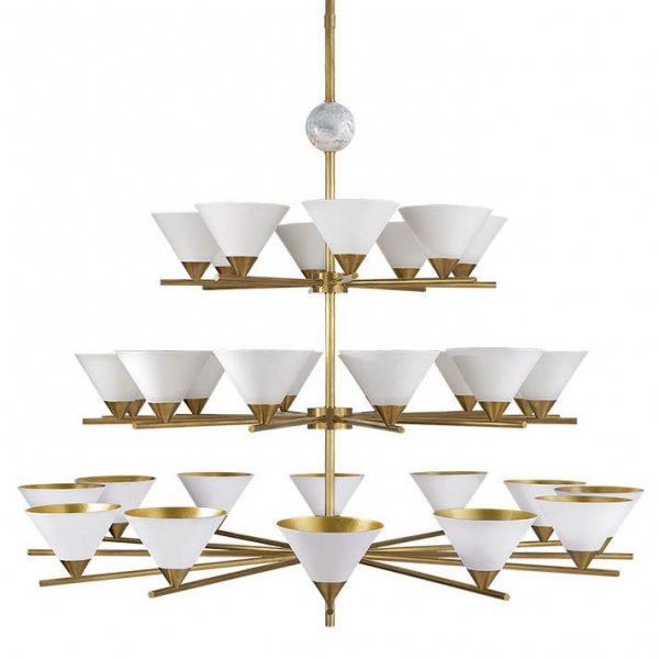 Люстра Cleo Three-tier Chandelier Латунь Белый Люстра Cleo Three-tier Chandelier Латунь Белый в Липецке | Loft Concept