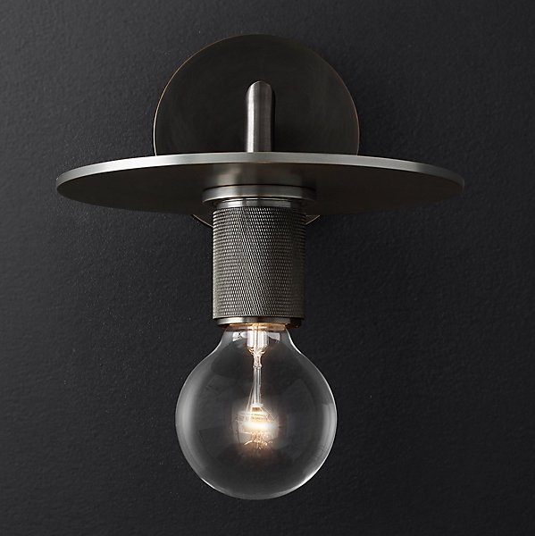 Бра RH Utilitaire Knurled Disk Shade Sconce Black Темная бронза Бра RH Utilitaire Knurled Disk Shade Sconce Black Темная бронза в Липецке | Loft Concept