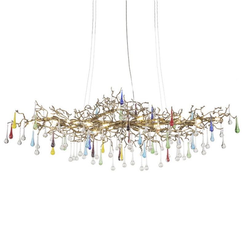 Люстра Waterfall Chandelier Colored Drops Золотой Прозрачный Мульти Люстра Waterfall Chandelier Colored Drops Золотой Прозрачный Мульти в Липецке | Loft Concept