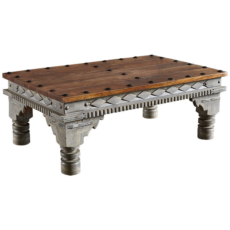 Кофейный стол из массива манго Kerala Grey Mango Coffee Table Коричневый Серый Кофейный стол из массива манго Kerala Grey Mango Coffee Table Коричневый Серый в Липецке | Loft Concept