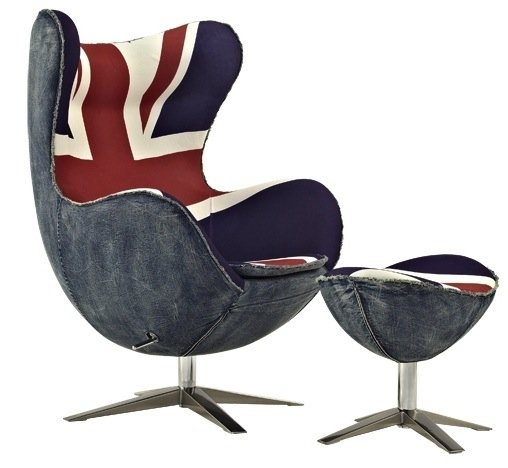 Кресло яйцо Egg Union Jack Denim Кресло яйцо Egg Union Jack Denim в Липецке | Loft Concept