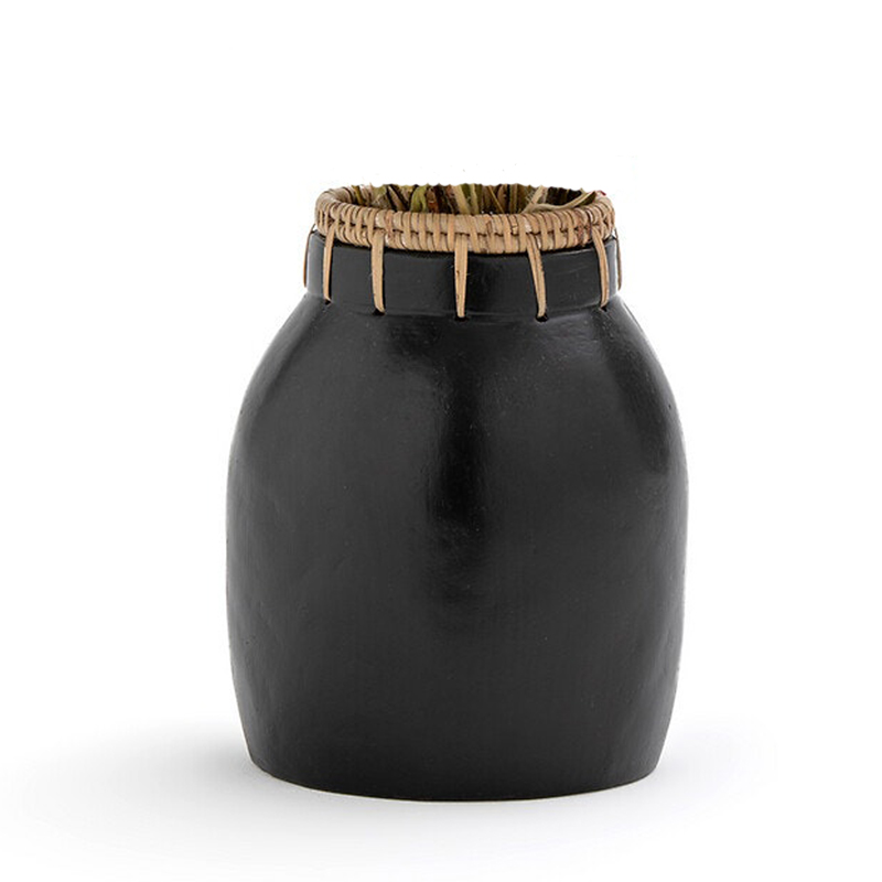 Ваза Ceramic Vase & Rattan D17 Черный Ваза Ceramic Vase & Rattan D17 Черный в Липецке | Loft Concept