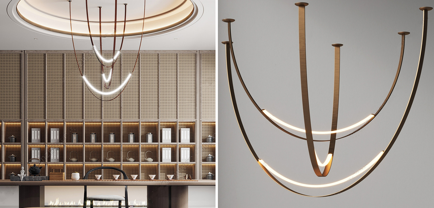 Подвесной светильник RILDA  в виде дугообразных светодиодных тросов - фото